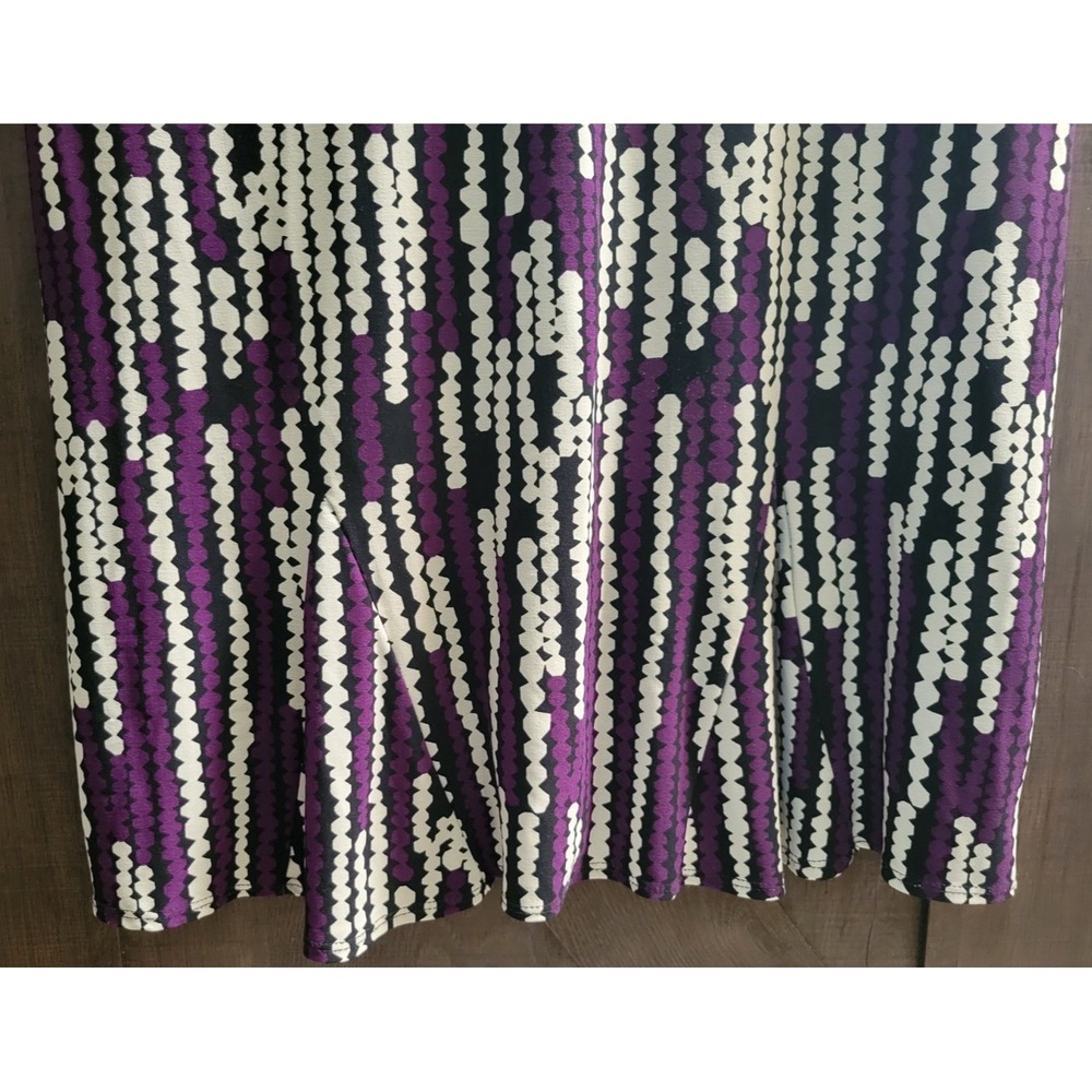 Donna Morgan Midi Dress SIze 16 Short Sleeve Purple Black White Geometric Design - Picture 5 of 10